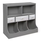 Badger Basket Combo Bin Storage Unit with Three Baskets Gray