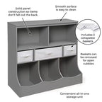 Mobile contenitore combinato con tre cesti, grigio