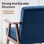 Poltrona d'accento, Sedie da soggiorno con struttura in legno massello, Sedia moderna di metà secolo con schienale ergonomico per camera da letto, sala lettura