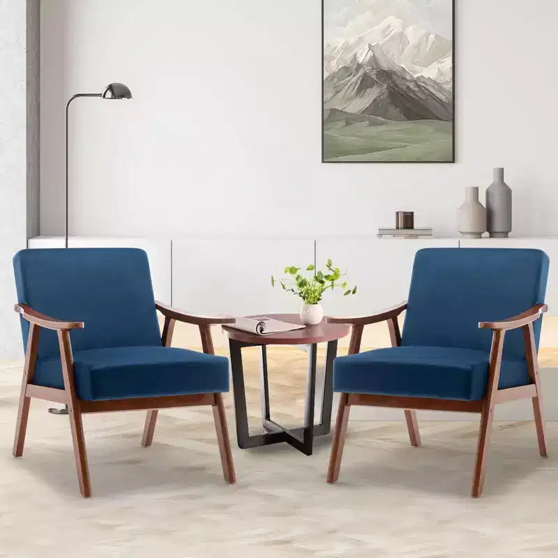 Poltrona d'accento, Sedie da soggiorno con struttura in legno massello, Sedia moderna di metà secolo con schienale ergonomico per camera da letto, sala lettura