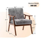 Poltrona d'accento, Sedie da soggiorno con struttura in legno massello, Sedia moderna di metà secolo con schienale ergonomico per camera da letto, sala lettura