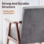 Poltrona d'accento, Sedie da soggiorno con struttura in legno massello, Sedia moderna di metà secolo con schienale ergonomico per camera da letto, sala lettura