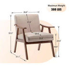 Poltrona d'accento, Sedie da soggiorno con struttura in legno massello, Sedia moderna di metà secolo con schienale ergonomico per camera da letto, sala lettura