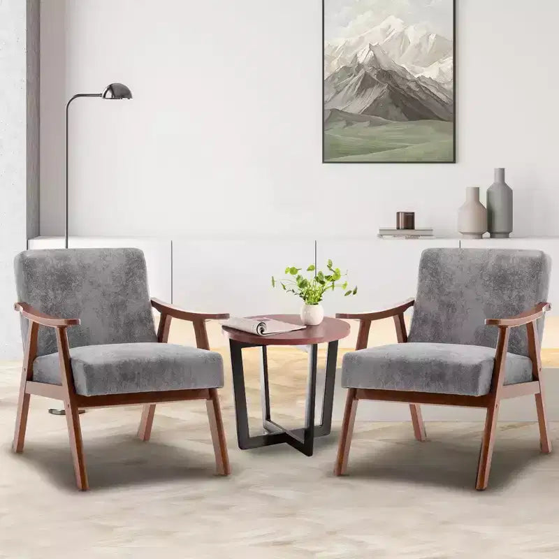 Poltrona d'accento, Sedie da soggiorno con struttura in legno massello, Sedia moderna di metà secolo con schienale ergonomico per camera da letto, sala lettura