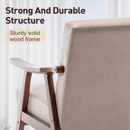 Poltrona d'accento, Sedie da soggiorno con struttura in legno massello, Sedia moderna di metà secolo con schienale ergonomico per camera da letto, sala lettura