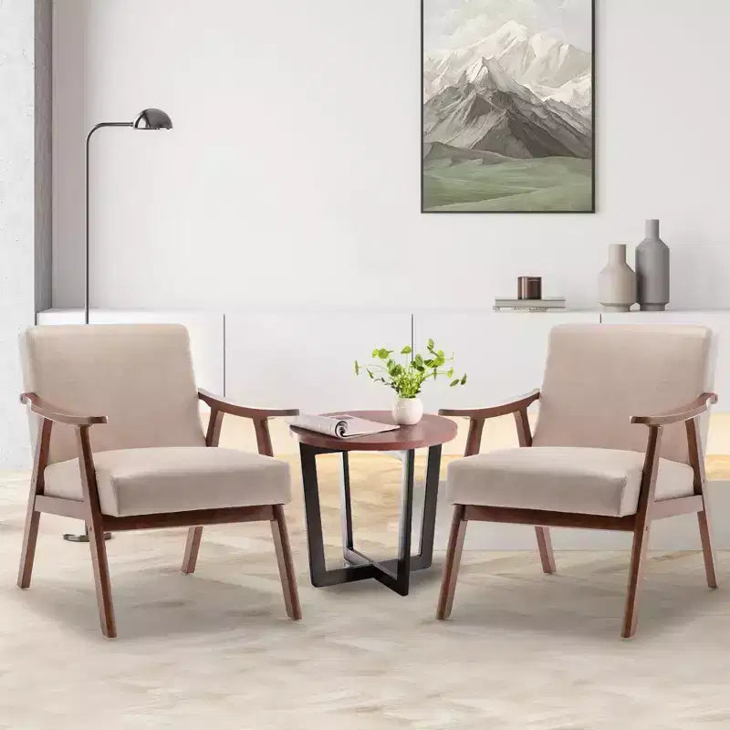 Poltrona d'accento, Sedie da soggiorno con struttura in legno massello, Sedia moderna di metà secolo con schienale ergonomico per camera da letto, sala lettura