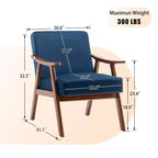 Poltrona d'accento, Sedie da soggiorno con struttura in legno massello, Sedia moderna di metà secolo con schienale ergonomico per camera da letto, sala lettura