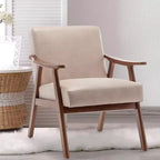 Accent Chair, Living Room Chairs with Solid Wood Frame, Mid Century Modern Chair Ergonomic Backrest for Bedroom, Reading Room