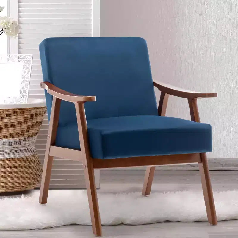 Poltrona d'accento, Sedie da soggiorno con struttura in legno massello, Sedia moderna di metà secolo con schienale ergonomico per camera da letto, sala lettura