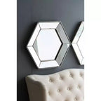 21 x 18 Hexagon Wall Mirror with Traditional Silver Finish, Home Decor Accent Mirror for Living Room, Entryway, Bedroom