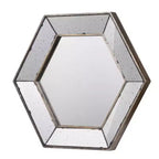 Specchio da parete esagonale 21 x 18 con finitura argento tradizionale, specchio decorativo per soggiorno, ingresso, camera da letto