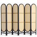 VEVOR 6 Panel Room Divider, Hand-Woven Rattan Folding Privacy Screens with Hinges, Portable Partition Room Dividers, Wooden Freestanding Wall, Brown
