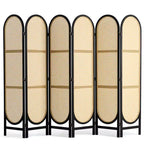 VEVOR 6 Panel Room Divider, Hand-Woven Rattan Folding Privacy Screens with Hinges, Portable Partition Room Dividers, Wooden Freestanding Wall, Brown