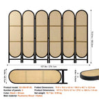 Paravento pieghevole in rattan intrecciato a mano a 6 pannelli, marrone