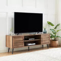 Chic Crate - Bryner Mid-Century Rustic Oak TV Stand for 70 TVs w/ Storage & Cable Management