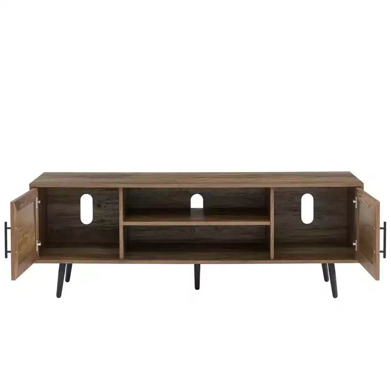Mobile TV rustico in rovere Mid-Century per TV fino a 70 pollici