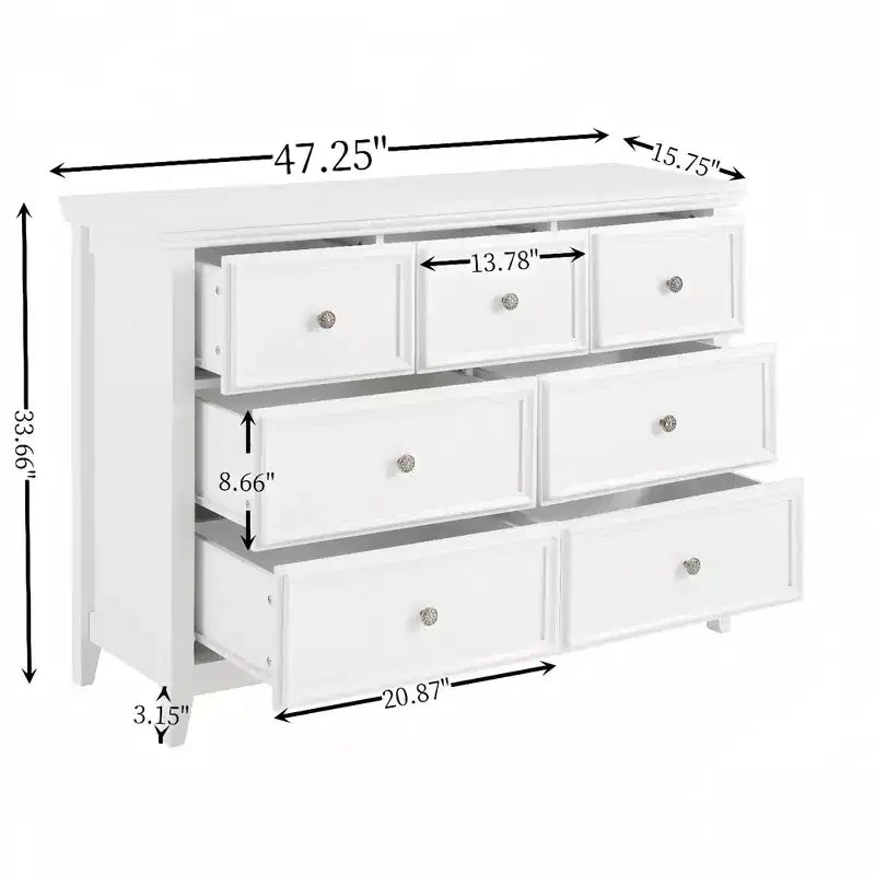 Cassettiera Moderna a 7 Cassetti, Mobile a 7 Cassetti, Organizzatori Armadio con Cassetti, Mobile Contenitore Vestiti, Bianco