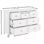 Cassettiera Moderna a 7 Cassetti, Mobile a 7 Cassetti, Organizzatori Armadio con Cassetti, Mobile Contenitore Vestiti, Bianco