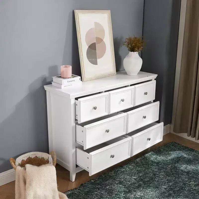 Cassettiera Moderna a 7 Cassetti, Mobile a 7 Cassetti, Organizzatori Armadio con Cassetti, Mobile Contenitore Vestiti, Bianco