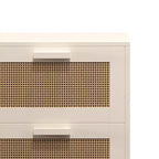 Comodino in rattan, comodino in legno, tavolino d'appoggio, tavolino da salotto con 2 cassetti, naturale antico-ModernLuxe