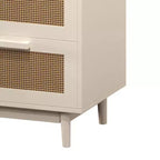 Comodino in rattan, comodino in legno, tavolino d'appoggio, tavolino da salotto con 2 cassetti, naturale antico-ModernLuxe