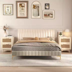 Comodino in rattan, comodino in legno, tavolino d'appoggio, tavolino da salotto con 2 cassetti, naturale antico-ModernLuxe