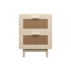 Comodino in rattan, comodino in legno, tavolino d'appoggio, tavolino da salotto con 2 cassetti, naturale antico-ModernLuxe