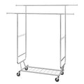 VEVOR Heavy Duty Clothes Rack, Double Hanging Rod Clothing Garment Rack for Hanging Clothes, Adjustable Height and Extendable Length Clothing Rack