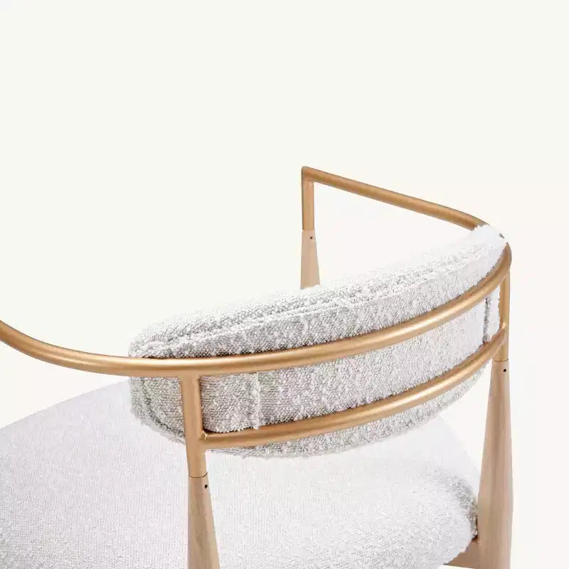 Sgabelli da Bar con Braccioli Bouclé Set da 4, con Gambe in Metallo Effetto Legno per Cucina, Soggiorno, Ristorante, Caffetteria - Morden Fort