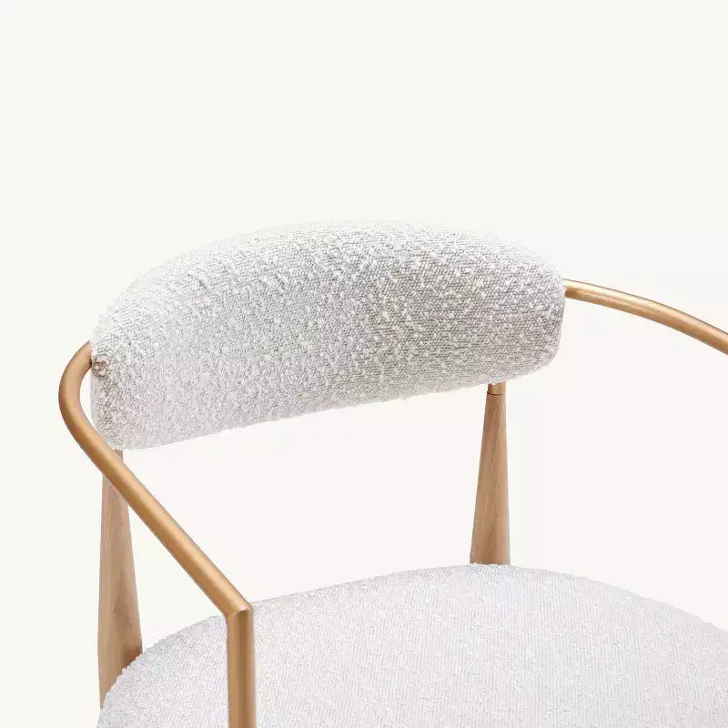 Sgabelli da Bar con Braccioli Bouclé Set da 4, con Gambe in Metallo Effetto Legno per Cucina, Soggiorno, Ristorante, Caffetteria - Morden Fort
