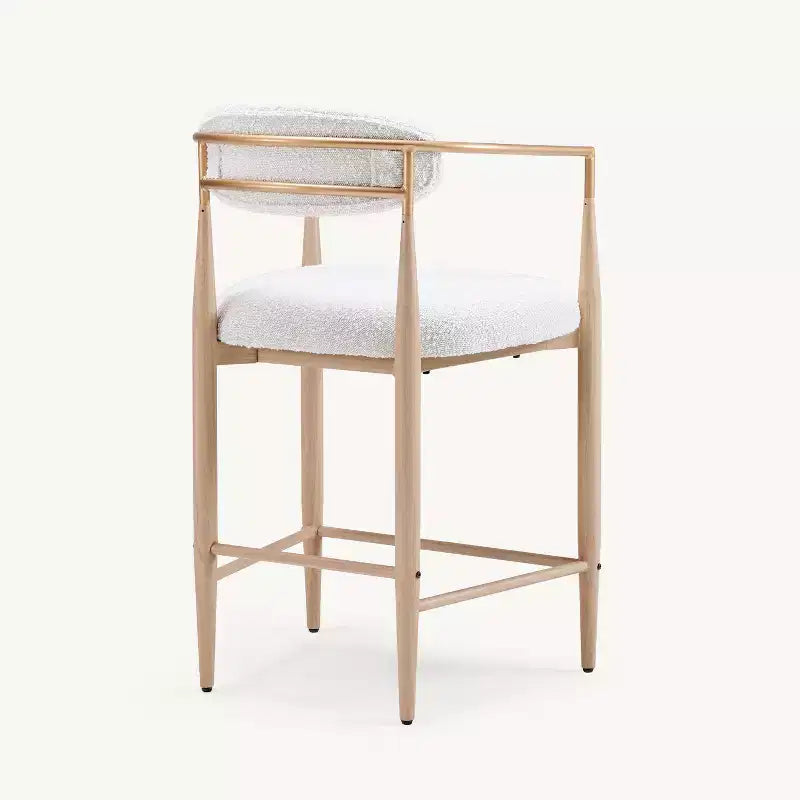 Sgabelli da Bar con Braccioli Bouclé Set da 4, con Gambe in Metallo Effetto Legno per Cucina, Soggiorno, Ristorante, Caffetteria - Morden Fort