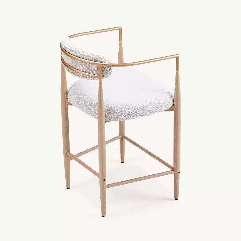 Sgabelli da Bar con Braccioli Bouclé Set da 4, con Gambe in Metallo Effetto Legno per Cucina, Soggiorno, Ristorante, Caffetteria - Morden Fort