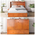 Mjkone Murphy Bed,Cube Foldable Cabinet Bed with Charging Station