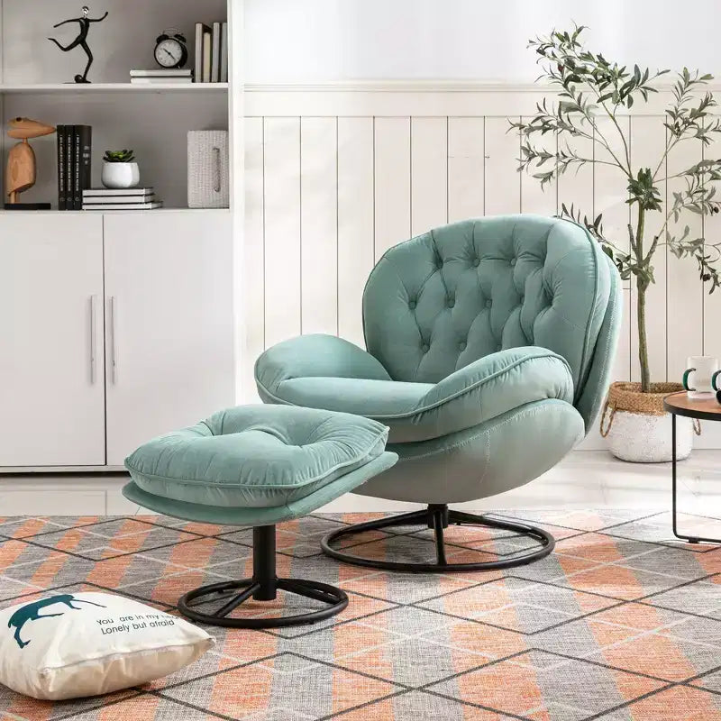 Okak Modern Accent Chairs for Bedroom with Ottoman, Accent Leisure Chair with Cushioned Seat