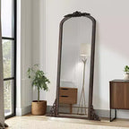 Specchio a figura intera 64x21 con cornice in legno nero ad arco