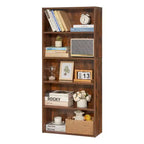 VEVOR 5 Tiers Narrow Bookshelf, 53 in Wooden Open Bookcase with Height-Adjustable Shelf, Freestanding Tall Display Storage Floor Bookcase Bookshelf
