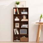 Libreria stretta in legno a 5 ripiani, scaffale sottile alto 134 cm
