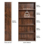 Libreria stretta in legno a 5 ripiani, scaffale sottile alto 134 cm