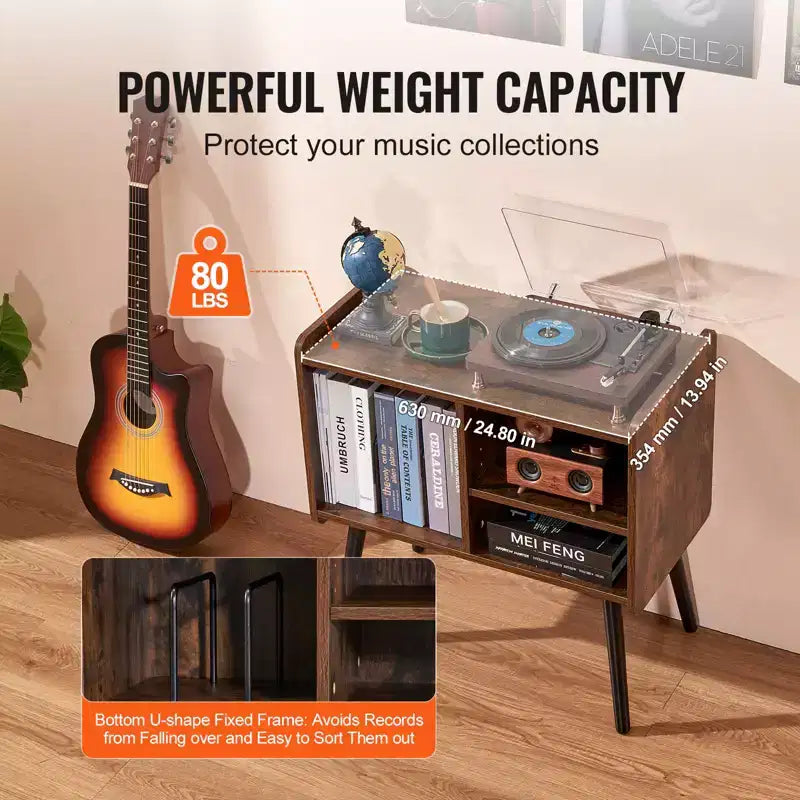 Mobile per Giradischi con Spazio per Contenere Fino a 100 Album in Vinile