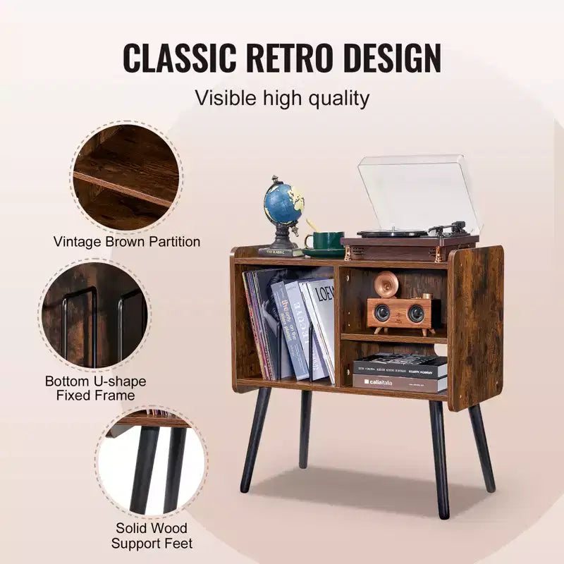 Mobile per Giradischi con Spazio per Contenere Fino a 100 Album in Vinile