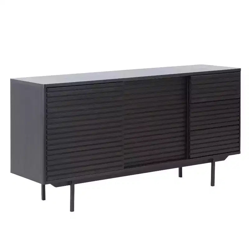Credenza Buffet Mid-Century in Legno da 62,4" con 2 Ante e 3 Cassetti