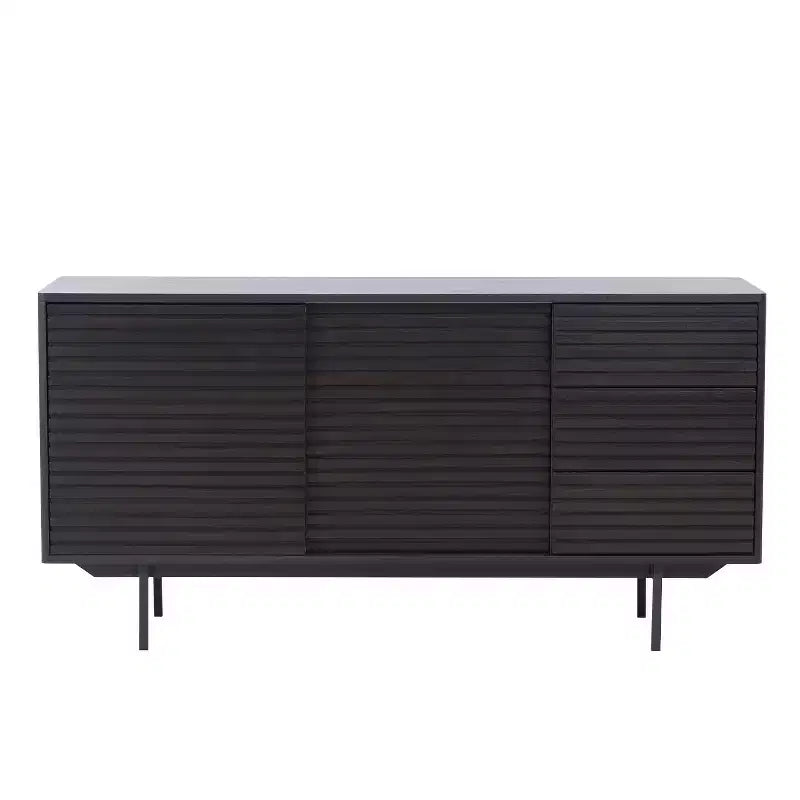 Credenza Buffet Mid-Century in Legno da 62,4" con 2 Ante e 3 Cassetti