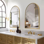 38x26 Arched Bathroom Mirror with Aluminum Alloy Frame, HD Wall Mounted Vanity Mirror for Bedroom Living Room Entryway, Gold