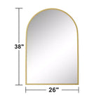 Specchio da bagno ad arco 38x26 con cornice in lega di alluminio, specchio da parete HD per camera da letto, soggiorno, ingresso, oro