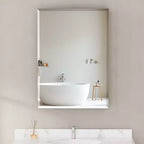 Pensile da bagno a specchio Belle, mobile a incasso/da parete per bagno, specchio bisellato, ripiani regolabili in vetro temperato, nero
