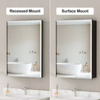 Pensile da bagno a specchio Belle, mobile a incasso/da parete per bagno, specchio bisellato, ripiani regolabili in vetro temperato, nero