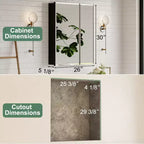 Pensile da bagno a specchio Belle, mobile a incasso/da parete per bagno, specchio bisellato, ripiani regolabili in vetro temperato, nero