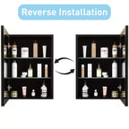 Pensile da bagno a specchio Belle, mobile a incasso/da parete per bagno, specchio bisellato, ripiani regolabili in vetro temperato, nero