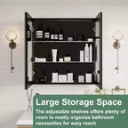 Pensile da bagno a specchio Belle, mobile a incasso/da parete per bagno, specchio bisellato, ripiani regolabili in vetro temperato, nero