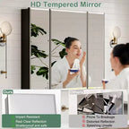 Pensile da bagno a specchio Belle, mobile a incasso/da parete per bagno, specchio bisellato, ripiani regolabili in vetro temperato, nero